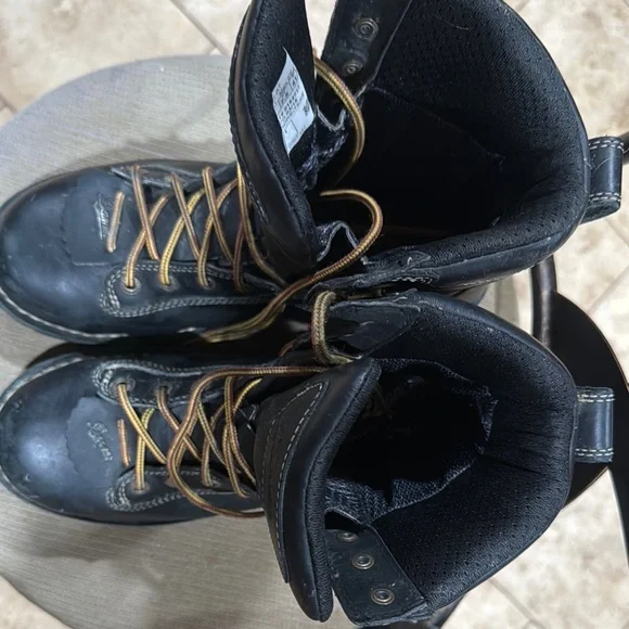 Danner Black Leather Boots with Tan Laces Quarry USA 8in steel toe Goretex 8EE - Picture 13 of 14